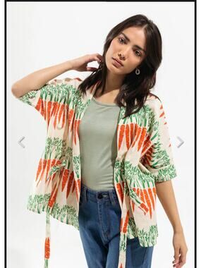 Beechtree Carrot Print Wrap Top Long Sleeve Novelty Cottagecore Women's S Farm